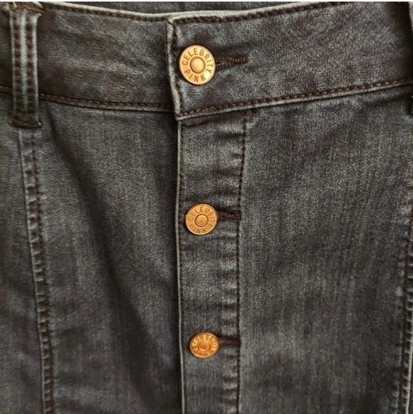 CELEBRITY PINK Dark Wash Mini Button Down Denim Skirt - Picture 3 of 11